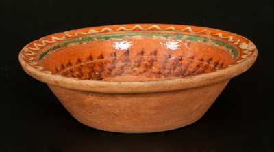 Fine Redware Bowl with Three-Color Slip Decoration