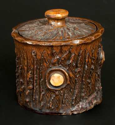 Redware Lidded Rusticware Tobacco Jar