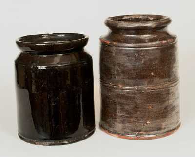 Lot of Two: Manganese-Glazed Redware Jars