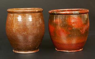 Lot of Two: Small Glazed Redware Jars