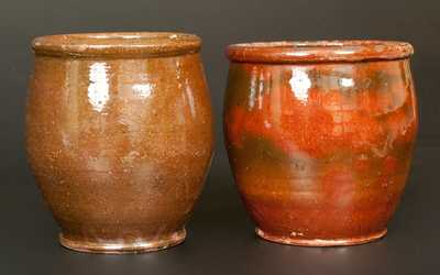 Lot of Two: Small Glazed Redware Jars