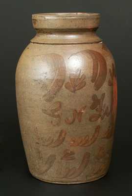 "G. N. Fulton," Alleghany County, VA Stoneware Canning Jar w/ Elaborate Manganese Decoration