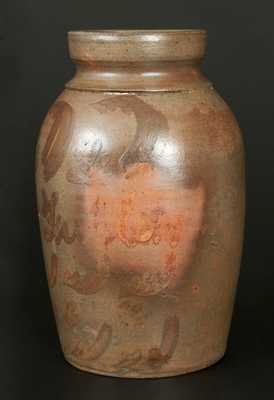 "G. N. Fulton," Alleghany County, VA Stoneware Canning Jar w/ Elaborate Manganese Decoration