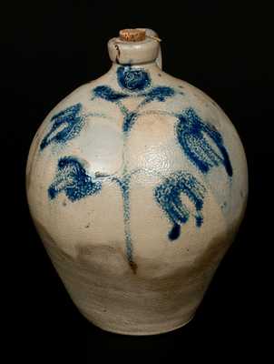 Scarce JORDAN New York Ovoid Stoneware Jug with Floral Decoration