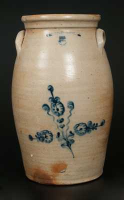 W. ROBERTS BINGHAMTON, NY 5 Gal. Stoneware Churn with Floral Decoration