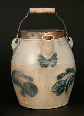 COWDEN & WILCOX / HARRISBURG, PA 1 1/2 Gal. Stoneware Batter Pail with Floral Decoration