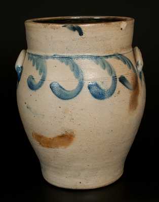 3 Gal. Philadelphia Stoneware Baluster Form Jar with Swag Decoration, Richard Remmey, c1860