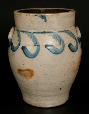 3 Gal. Philadelphia Stoneware Baluster Form Jar with Swag Decoration, Richard Remmey, c1860