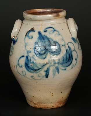 Very Fine 2 Gal. Stoneware Jar with Floral Decoration att. Abial Price, Matawan, NJ