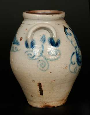 Very Fine 2 Gal. Stoneware Jar with Floral Decoration att. Abial Price, Matawan, NJ