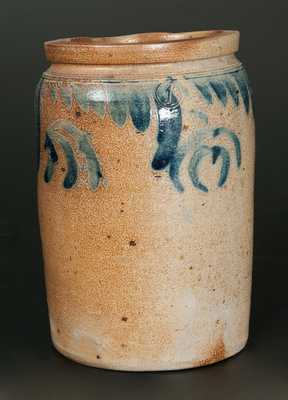 1 Gal. Stoneware Jar with Hanging Tulip Decoration, Mid-Atlantic origin, mid 19th century
