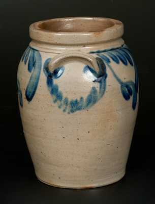 1 Gal. Ovoid Baltimore Stoneware Jar with Hanging Tulip Decoration, circa 1840