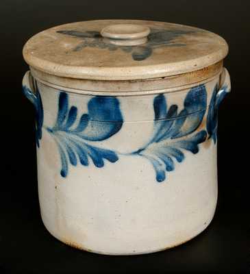 Lidded Stoneware Crock with Cobalt Leaf Decoration att. Richard Remmey, Philadelphia, PA