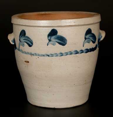 1 1/2 Gal. Stoneware Cream Jar with Floral Decoration