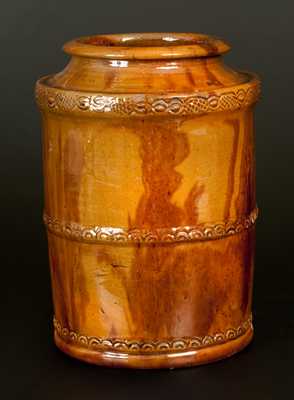 Redware Tobacco Jar att. Jacob Heart, Chambersburg, PA