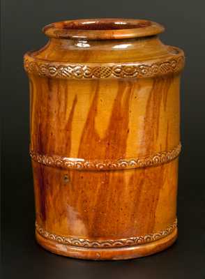 Redware Tobacco Jar att. Jacob Heart, Chambersburg, PA