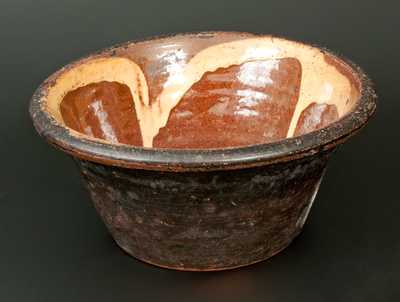 Redware Bowl with Yellow Slip Streaked Interior