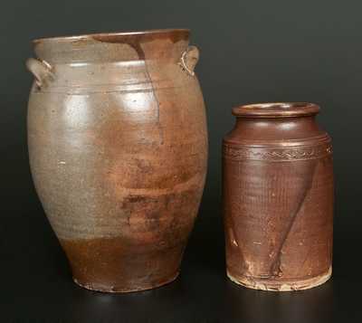 Lot of Two: Stoneware Jars w/ Brown Glazes