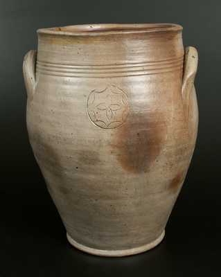 Rare New Jersey Stoneware Jar with Impressed Fish Decoration, probably Xerxes Price