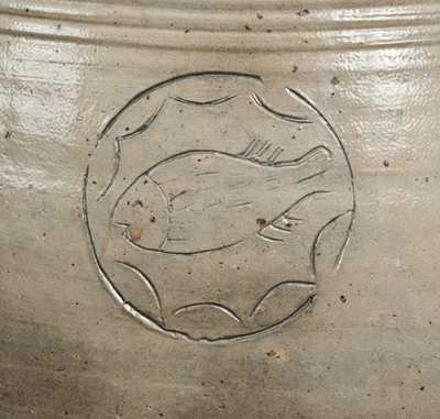 Rare New Jersey Stoneware Jar with Impressed Fish Decoration, probably Xerxes Price