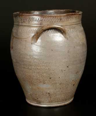 Ovoid Stoneware Jar with Double Coggled Rim, New Jersey Origin