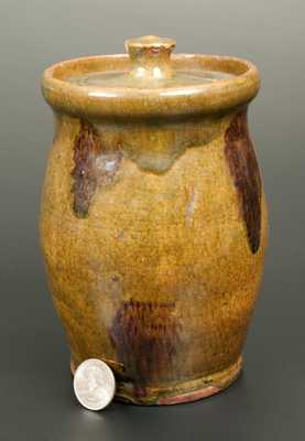 Small Green-Glazed Redware Jar with Manganese Splotches, New England Origin