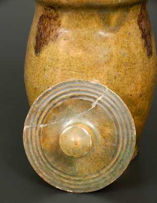 Small Green-Glazed Redware Jar with Manganese Splotches, New England Origin