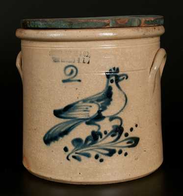 HAXSTUN, OTTMAN & CO. / FORT EDWARD, NY 2 Gal. Stoneware Crock with Bird Decoration