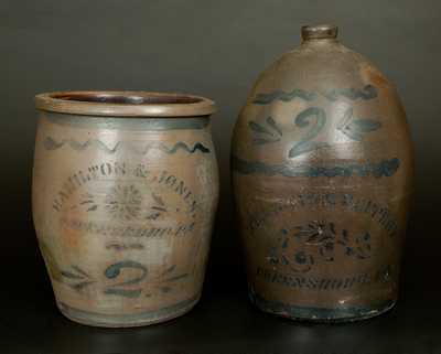 Lot of Two: GREENSBORO, PA incl. HAMILTON & JONES Jar & WILLIAMS & REPPERT Jug