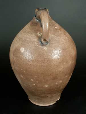 Exceptional Large Ovoid Stoneware Jug w/ Incised Fish Design, Manhattan, c1800