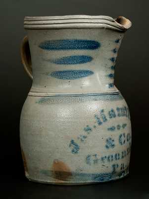 Unusual JAS. HAMILTON & CO. / GREENSBORO, PA Squat Stoneware Pitcher