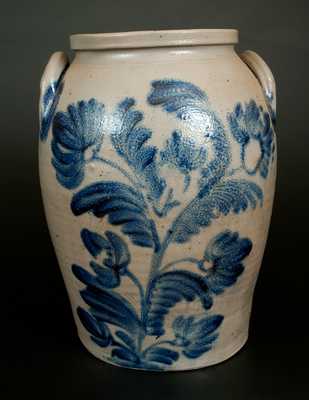 4 Gal. Baltimore Stoneware Crock with Exceptional Floral Decoration, c1845