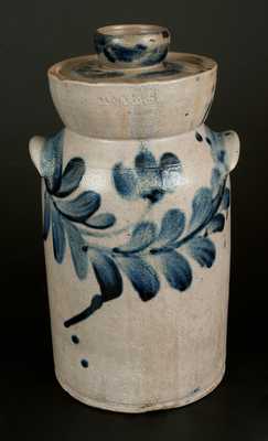 Extremely Rare H. MYERS Baltimore Stoneware Churn with Floral Decoration, c1825