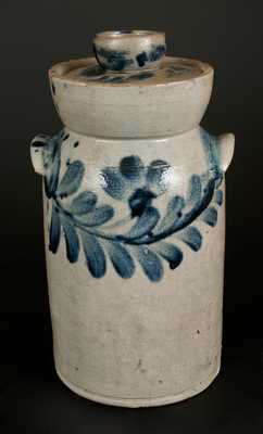 Extremely Rare H. MYERS Baltimore Stoneware Churn with Floral Decoration, c1825