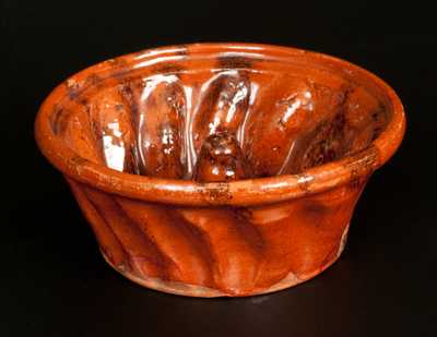 Small-Sized Redware Mold with Sponged Manganese Interior