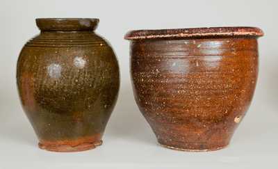 Lot of Two: Glazed Redware Jars, probably Tennessee Origin