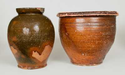 Lot of Two: Glazed Redware Jars, probably Tennessee Origin