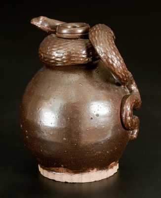 Exceptional Anna Pottery Stoneware Snake Jug, Incised 