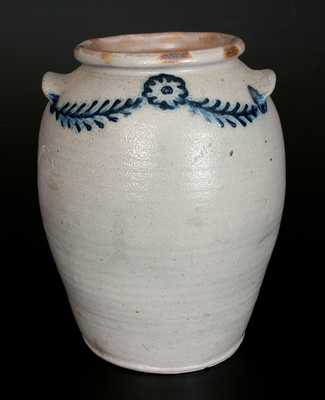 4 Gal. Baltimore Stoneware Crock w/ Slip-Trailed Floral Decoration, c1820