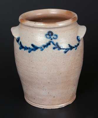 1 Gal. Stoneware Crock with Slip-Trailed Floral Decoration attrib. Wm Morgan