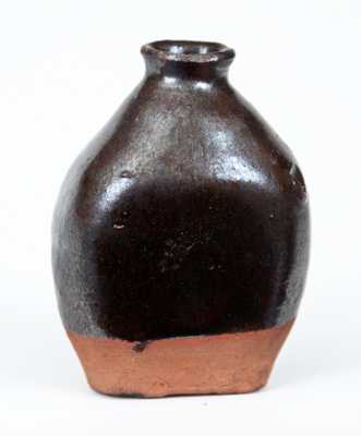 Miniature Redware Flask with Manganese Slip Coating