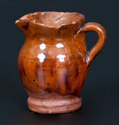 Miniature Redware Pitcher with Manganese Decoration