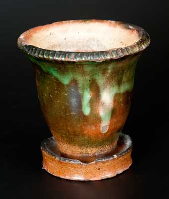 Small-Sized Shenandoah Valley Multi-Glazed Redware Flowerpot, attrib. S. Bell & Son, Strasburg, VA