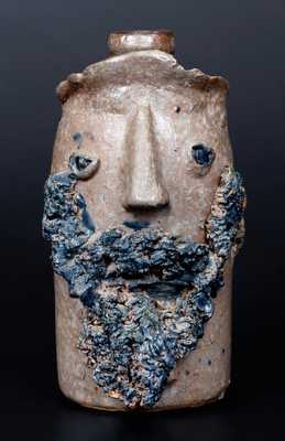 Exceedingly Rare Salt-Glazed Stoneware Face Vessel, Virginia origin