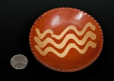 Miniature Pennsylvania Redware Plate w/ Yellow Slip Decoration