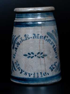 Scarce G.A. & J.E. McCARTHEY / Maysville, Ky Stoneware Canning Jar