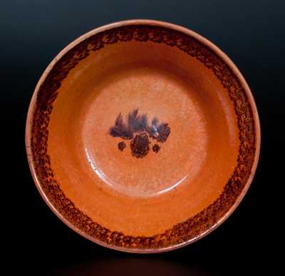 Rare J. BELL Manganese-Decorated Redware Bowl, John Bell, Waynesboro, PA, circa 1840