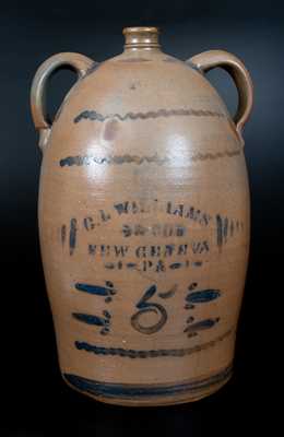 Double-Handled C.L. WILLIAMS / & CO. / NEW GENEVA / PA Stoneware Jug, circa 1895