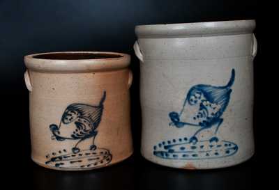 Two Stoneware Chicken Crocks, att. Brady & Ryan, Ellenville, NY