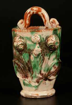 Exceptional Shenandoah Valley Multi-Glazed Redware Wallpocket